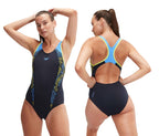 Speedo Placement Laneback Swimsuit ( Black/Blue )