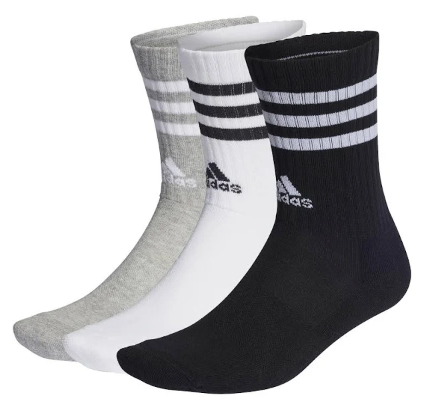 Adidas Cushion Socks ( White/Black/Grey ) 3 Pack