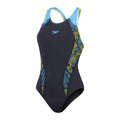 Speedo Placement Laneback Swimsuit ( Black/Blue )