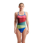 Speedo Placement Turn Back Swimsuit ( Mixed Colour )
