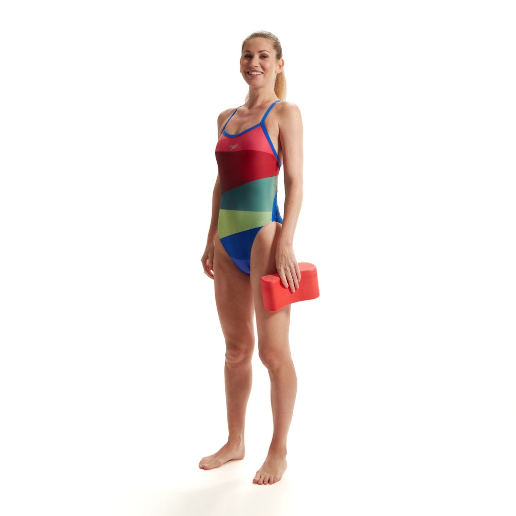 Speedo Placement Turn Back Swimsuit ( Mixed Colour )
