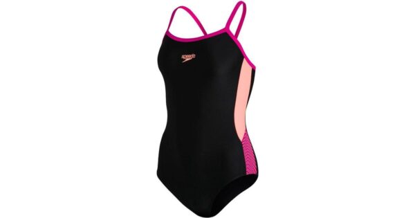 Speedo Dive Thinstrap Muscleback Swimsuit Black Pink