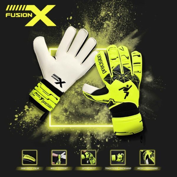 Precision Junior Fusion X Flat Cut Essential GK Gloves 3