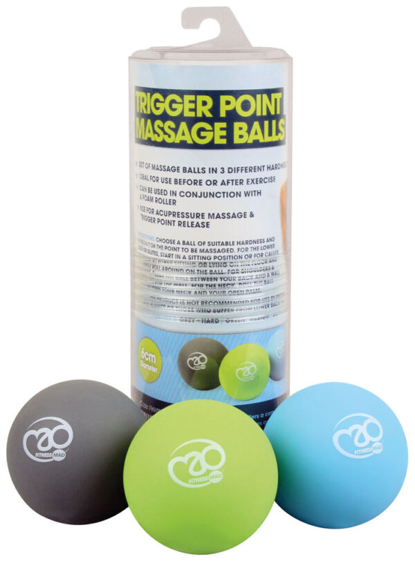 KFA250 Fitness Mad Trigger Point Massage Ball Set Grey Green Blue